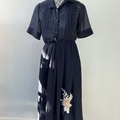  Womens  Size 12 Shirt Dress Navy Blue 