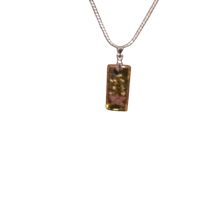  Women's Brown Resin with Flowers Necklace - Silver Plated