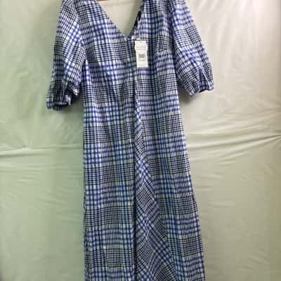 Piper Womens Size 16 Maxi Dress Black / Blue / Checked / White BNWT