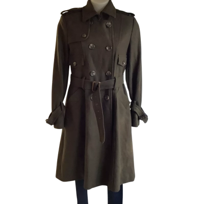 BCBG Max Azria   Olive Green Wool Military Style Coat.   Size M 