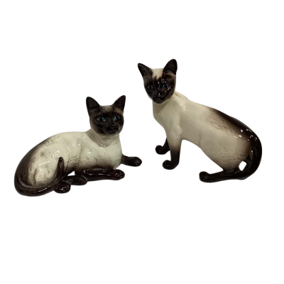 Beswick England Blue Eyed Siamese Standing Cat And Sitting Cat 
