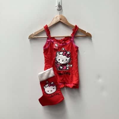  Kids Hello kitty Size 6 Dress and stocking Pink  / Red 