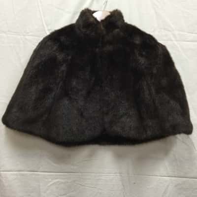 John Lewis Kids Size 8 Faux Fur Brown Cape Coat