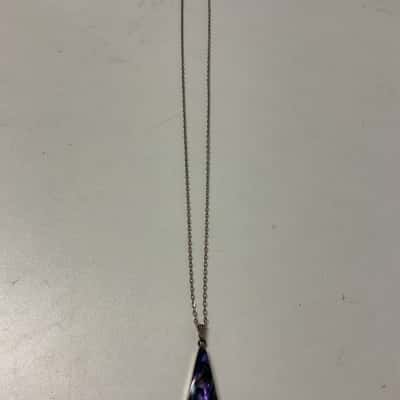  Womens Necklace Sterling Silver chain with Paua shell pendant