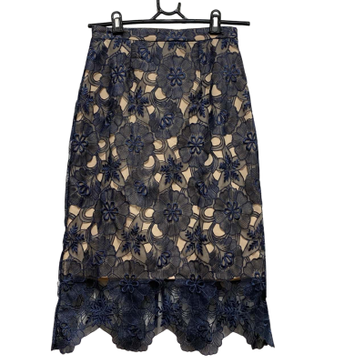Seed Womens  Size 8 Lace Midi Skirt Navy Blue 
