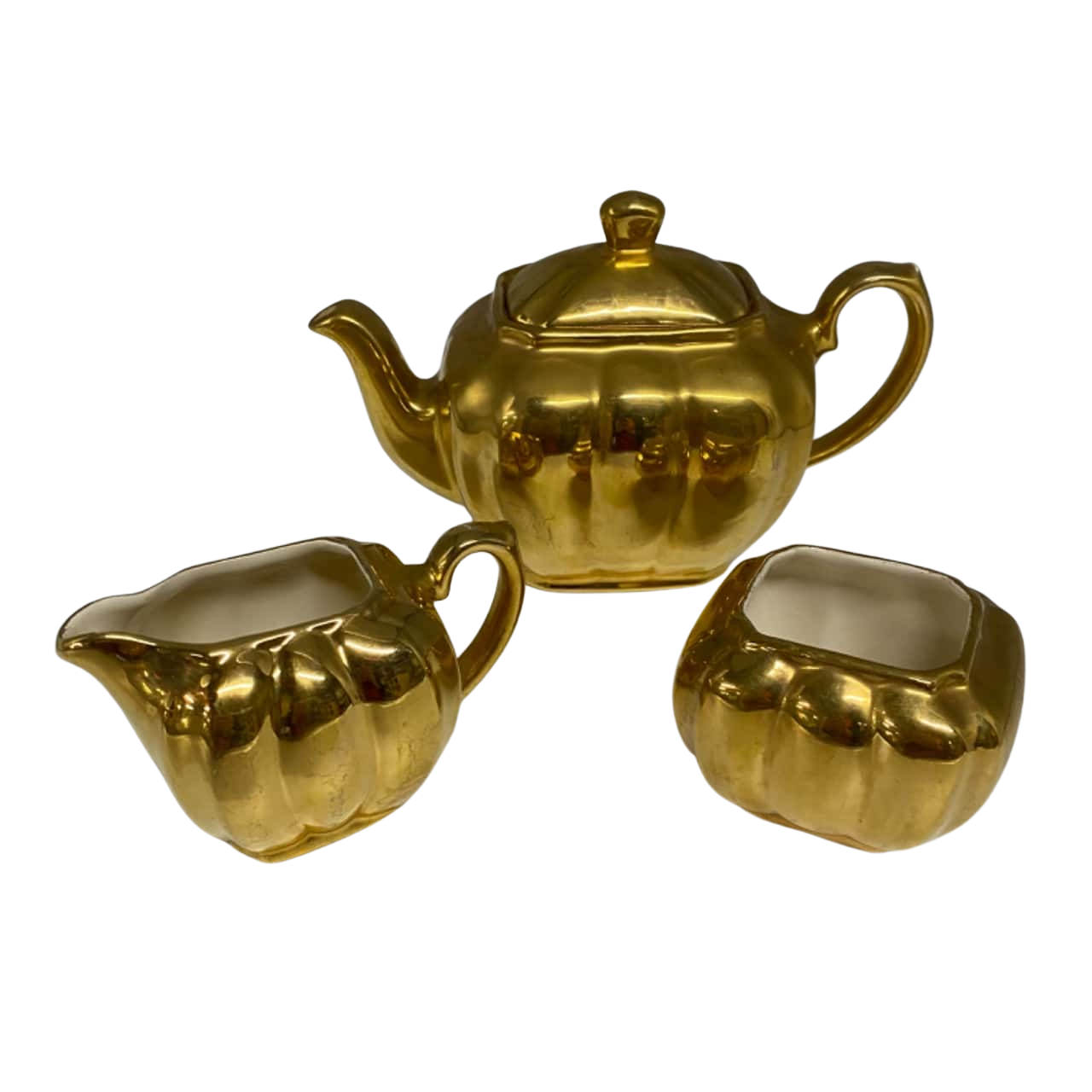 3 Piece Gold Ceramic Tea Set