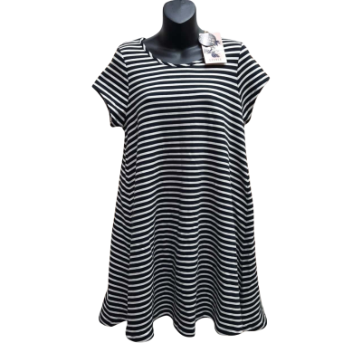 New With Tags GHANDA Size M Black/White Stripe Swing Dress