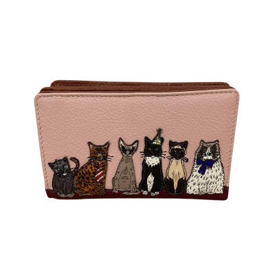 Yoshi Womens Party Cats Zip Around Leather Purse 