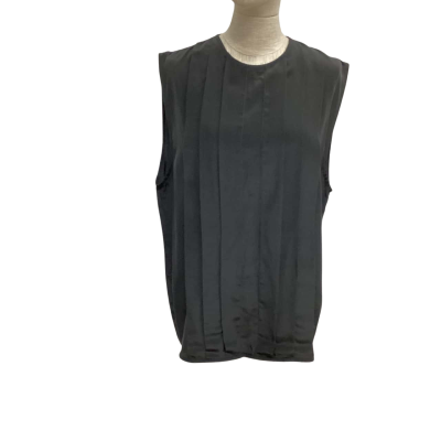 Bassike Pleated  Size 1 Sleeveless Top Black  