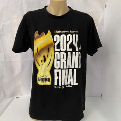 NRL Melbourne Storm 2024 Grand Final Mens Size S Short Sleeve T-shirt Black 