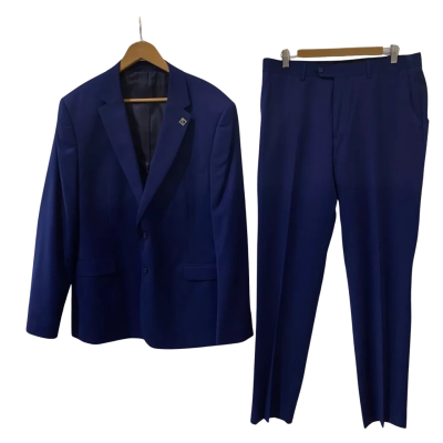 Blaq Tailored Fit Mens Size 46/34 Navy Blue Suit 