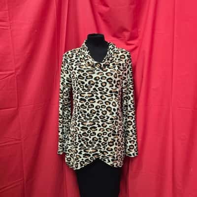Caroline Morgan Womens  Size 12 Animal Print Cowl Neck Top