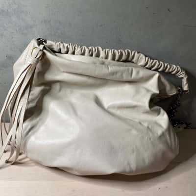 Oroton Off White Leather Large Handbag