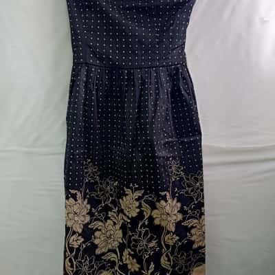 BNWT Miss Shop Womens  Size 12 Sleeveless Dress  Black  / Cream / Pattern 