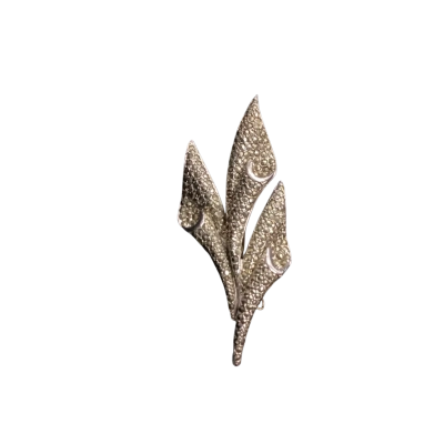  Art Deco Curled Leave Marcasite Brooch Sterling Silver 