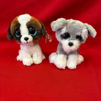 Ty Beanie Boos Plush Toy named Duke the Saint Bernard & Whiskers the Schnauzer Dog