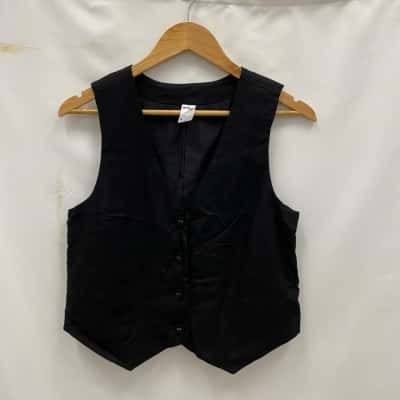 Anko Women's Size 8 Linen Blend Cropped Top Black  