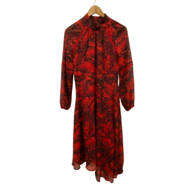 Preview Women's Dress Long Sleeves Size 10 Midi Dress Black  / Red 