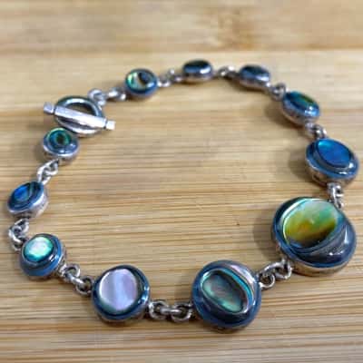 Sterling Silver Mother-Of-Pearl Bracelet (Stamped 925)