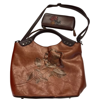  Womens Handbag / Wallet Brown / Floral 