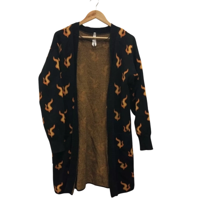 Black Friday Womens  Size S Cardigan Black  / Orange Flame Pattern
