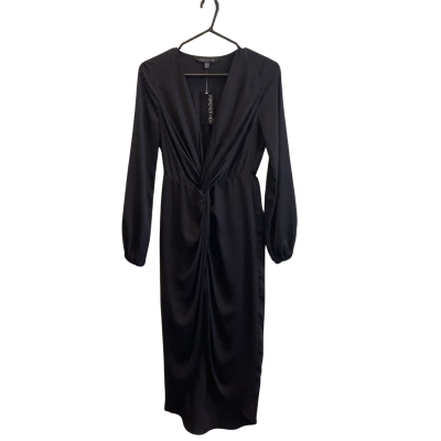 BNWT Forever New Women's Size 6 Serena Drape Long Sleeve Dress Black 