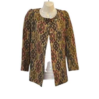 Zara Womens  Size S Blazer / Winter Jacket Green / Pattern / Red 