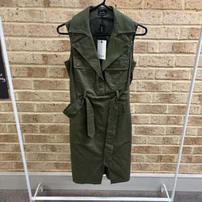 Bardot Womens sleeveless olive dress Size 8 
