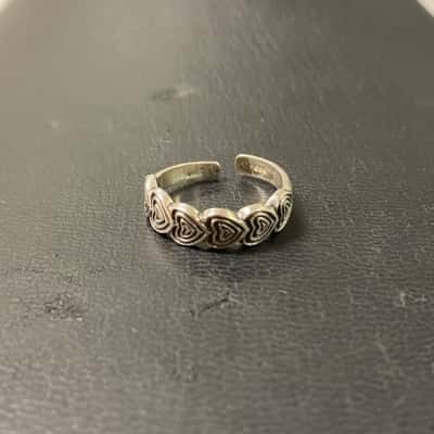 Womens Sterling Silver 925 Oxidised Heart Toe Ring