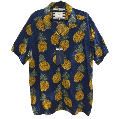 Denim & Flower Mens Size XL Short Sleeve Pineapple pattern Shirt 