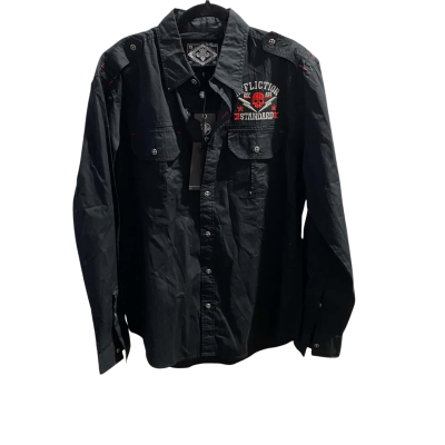 Affliction  Mens  Size L Long Sleeve Shirt Black  / White  Shirt  RRP $139