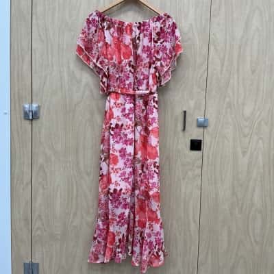 Liz Jordan Womens  Size 12 Floral Dress / Midi Dress Floral / Peach / Pink  