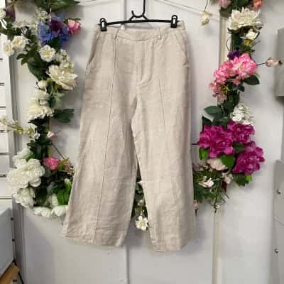 Hansen & Gretel Womens  Size M Wide Leg Pants Cream 
