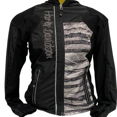 HARLEY DAVIDSON Hooded Jacket in Black Size XS 