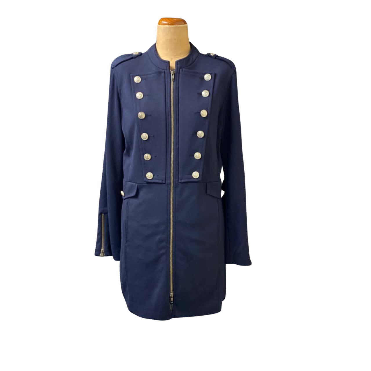 Womens Jag Navy Double Knit Jersey Coat Size 14