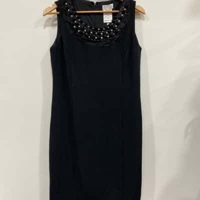 Queenspark Womens  Size 10 Cocktail Dress / Midi Dress / Sleeveless Dress  Black  