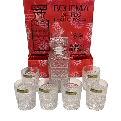 Vintage Bohemia Crystal Whisky Set - 7 Piece - New in Original Box