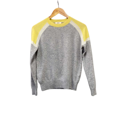 Etam Womens  Size S Cashmere Crew Neck Jumper Grey / Yellow 
