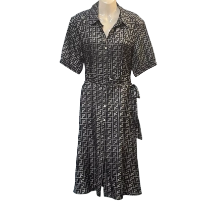  Womens  Size 14 / XL Midi Dress Grey / White 