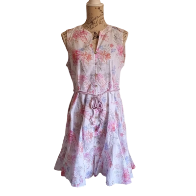 Just Jeans Womens  Size 12 Sleeveless Dress  Floral / Pink  / White BNWT