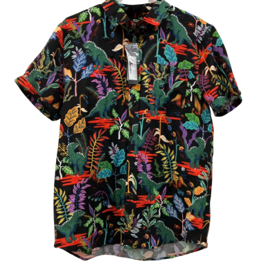 Dangerfield Unisex  TRex Print Size M Printed Shirt Black  / Multicoloured 