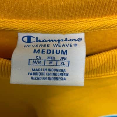 Womens champion jumper yellow an blue