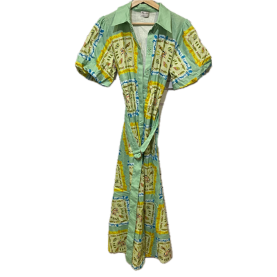 Palm Noosa Womens Dress Size 8 Green with Puff sleeves