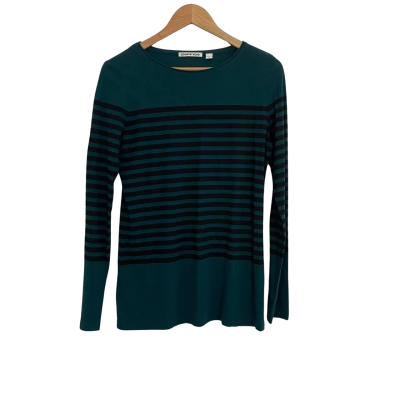Country Road Womens  Size S Long Sleeve Top Black  / Green / Striped 