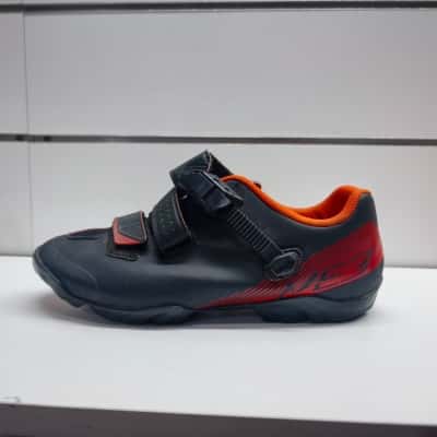Men's Black & Red Mountain Bike Cycling Shoes SPD Cleat Compatible with Ratchet Buckle & Straps