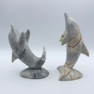 2 x Beautiful Stone Dolphin Statues 