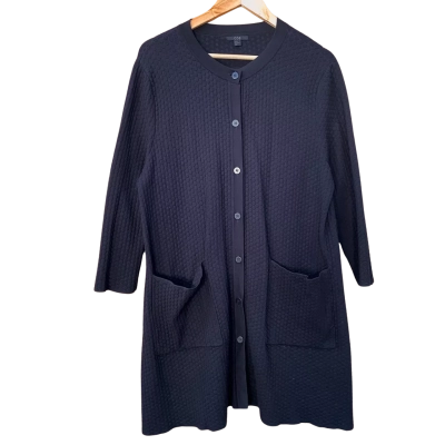 COS Black Textured Spot Pattern Longline Cardigan Size M