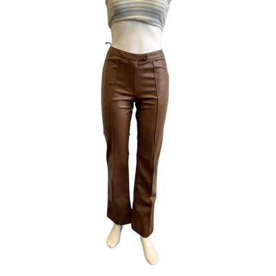 BNWT Sovere Women's  Size 6 Faux Leather Straight Leg Pant Brown 