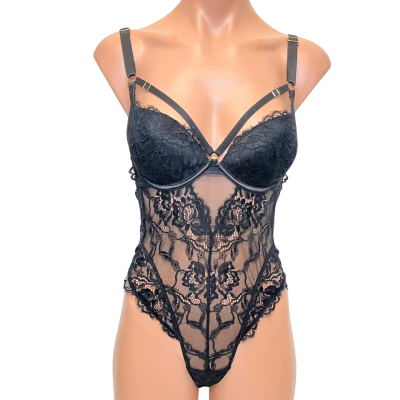 Bras N Things Womens Bodysuit  Size 8B/C Black  