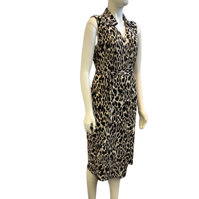 Calvin Klein Womens  Size 14 Sleeveless Wrap Dress Black / Off White